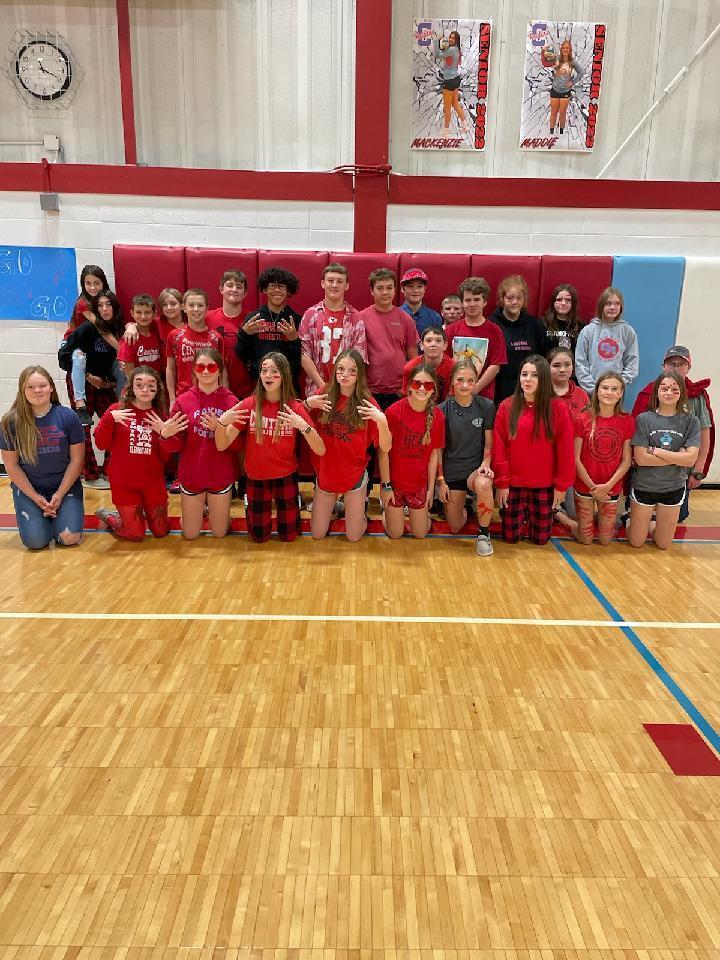 junior high students dressed up for red ribbon week